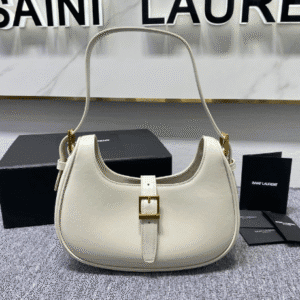 YSL Cowhide Texture Armpit Bag - White 53220 | Sandra Bags