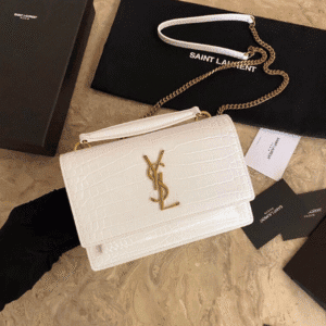YSL Hot Small Crocodile Pattern Shoulder Bag - White 84828 | Sandra Bags