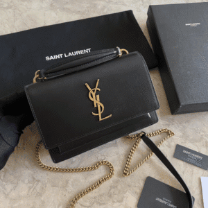 YSL Hot Toothpick Pattern Small Handbag - Black 55423 | Sandra Bags