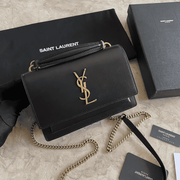 YSL Hot Toothpick Pattern Small Handbag - Black 55423 | Sandra Bags