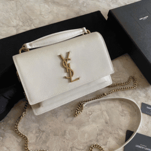 YSL Hot Toothpick Pattern Small Handbag - White 12632 | Sandra Bags
