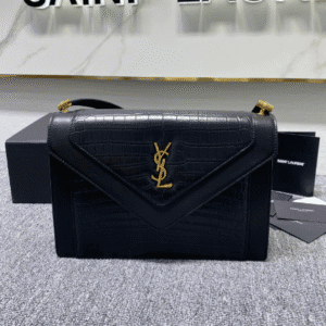 YSL Saint Laurent's Crocodile Pattern Shoulder Bag - Black 82714 | Sandra Bags