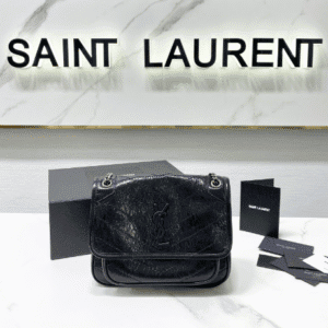 YSL Saint Laurent's Niki's Small Handbag - Black Silver 33932 | Sandra Bags