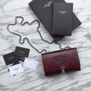 YSL Yves Saint Laurent Mini Crocodile Pattern Tassel Bag – Maroon 98206 | Sandra Bags