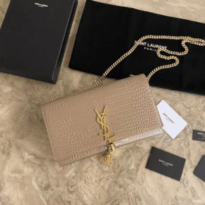 YSL Yves Saint Laurent Small Crocodile Pattern Tassel Bag - Caramel 77326 | Sandra Bags