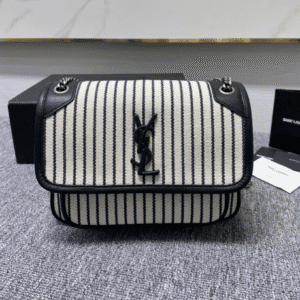 YSL Linen Stripes Medium Handbag 73394 | Sandra Bags