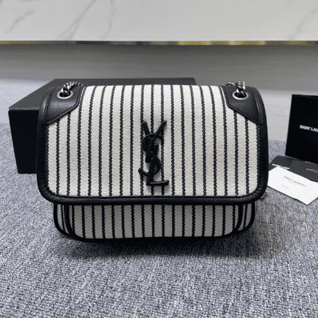 YSL Linen Stripes Medium Handbag 73394 | Sandra Bags