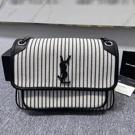 YSL Linen Stripes Large Handbag 93560 | Sandra Bags