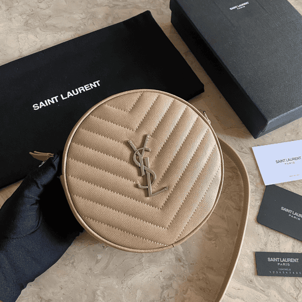 YSL Vinyle Cute Round Bag - Cream 57617 | Sandra Bags