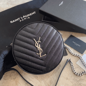 YSL Vinyle Cute Round Bag  - Black 87406 | Sandra Bags