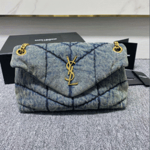YSL Loulou Puffer Denim Handbag - Blue 58790 | Sandra Bags