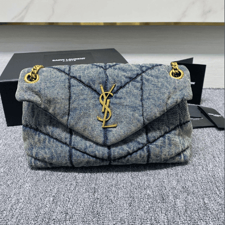 YSL Loulou Puffer Denim Handbag - Blue 58790 | Sandra Bags