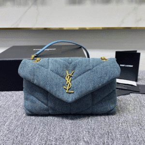 YSL Loulou Puffer Denim Small Handbag - Blue 78887 | Sandra Bags