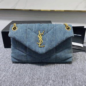 YSL Loulou Puffer Denim Large Handbag - Blue 26679 | Sandra Bags