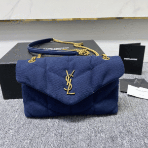 YSL Lou Lou's Mini Canvas Cloud Bag - Blue 11835 | Sandra Bags