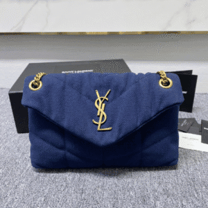 YSL Lou Lou's Small Canvas Cloud Bag - Blue 21631 | Sandra Bags