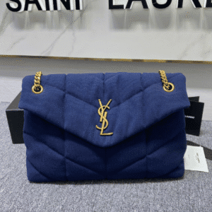 YSL Lou Lou's Large Canvas Cloud Bag - Blue 62650 | Sandra Bags
