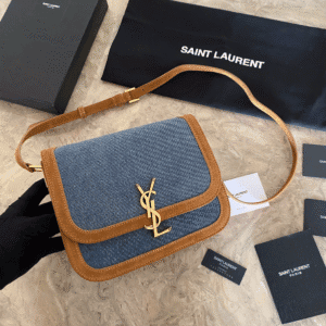 YSL SOLFElNO Suede and Denim Medium Size Handbag - Blue 93840 | Sandra Bags