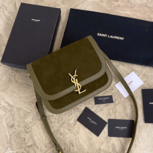 YSL SOLFElNO Suede and Denim Medium Size Handbag - Green 14129 | Sandra Bags