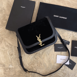 YSL SOLFElNO Suede and Denim Medium Size Handbag - Black 49122 | Sandra Bags