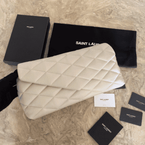 YSL Saint Laurent SADE Puffer Clutch Bag - White 30847 | Sandra Bags