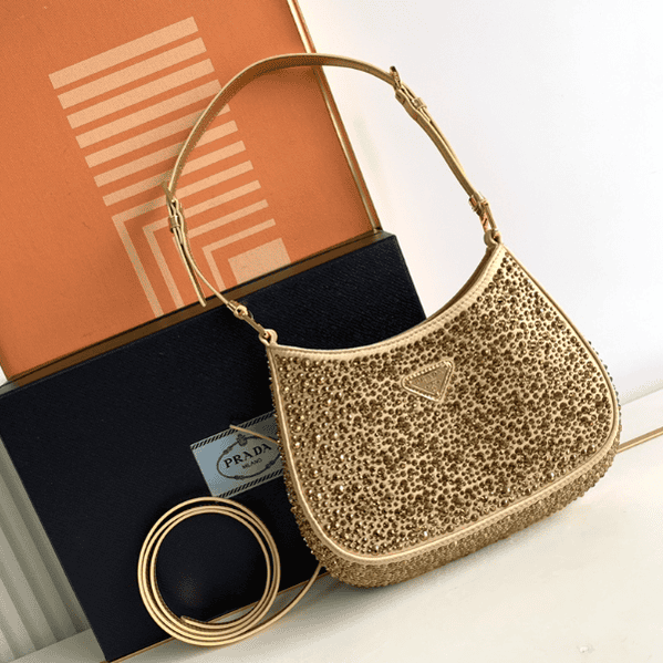 Prada Gypsophila Underarm Bag - Gold 89110 | Sandra Bags