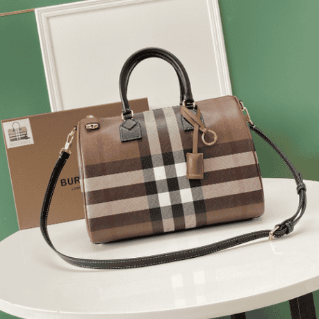 Burberry Birch Brown Plaid Bowling Bag 46284 | Sandra Bags