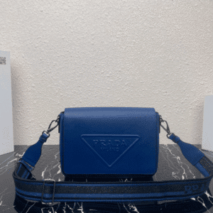 Prada Embroidered Webbing Men's Cross-body Bag - Blue 12344 | Sandra Bags