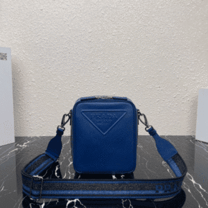 Prada Embroidered Webbing Men's Cross-body Bag - Blue 97612 | Sandra Bags