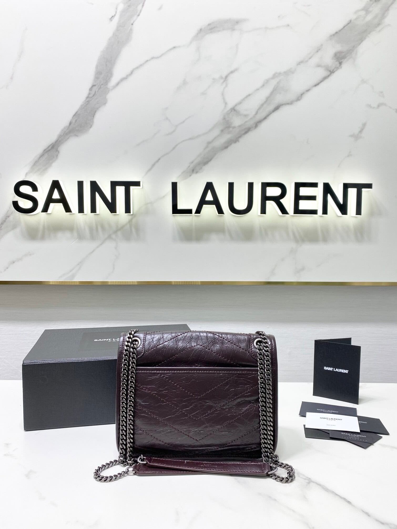 YSL Saint Laurent's Niki's Small Handbag - Maroon 59597 | Sandra Bags - Image 5