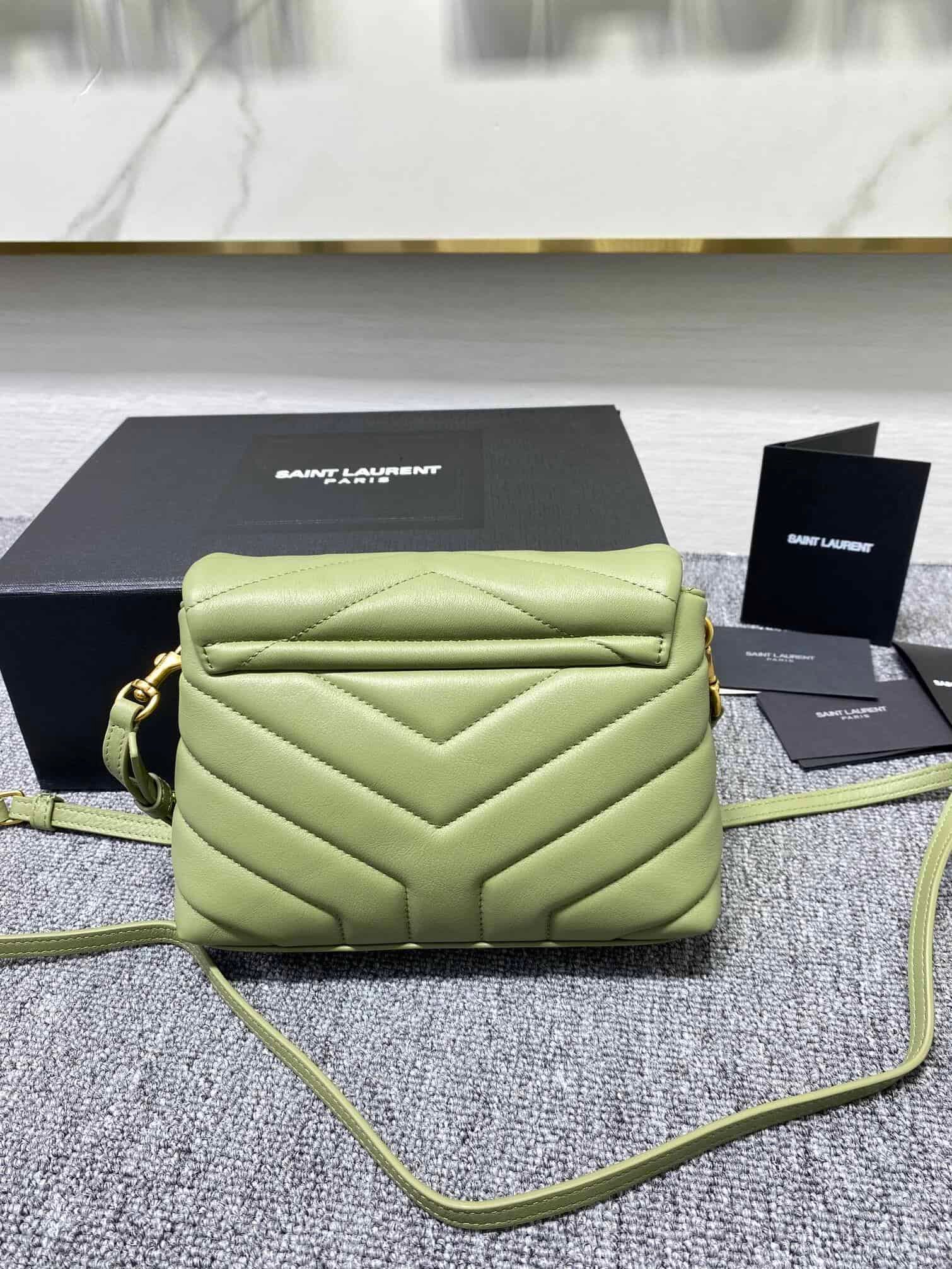 YSL LouLou Y-Shaped Satchel Small Handbag - Light Green 25503 | Sandra Bags - Image 5