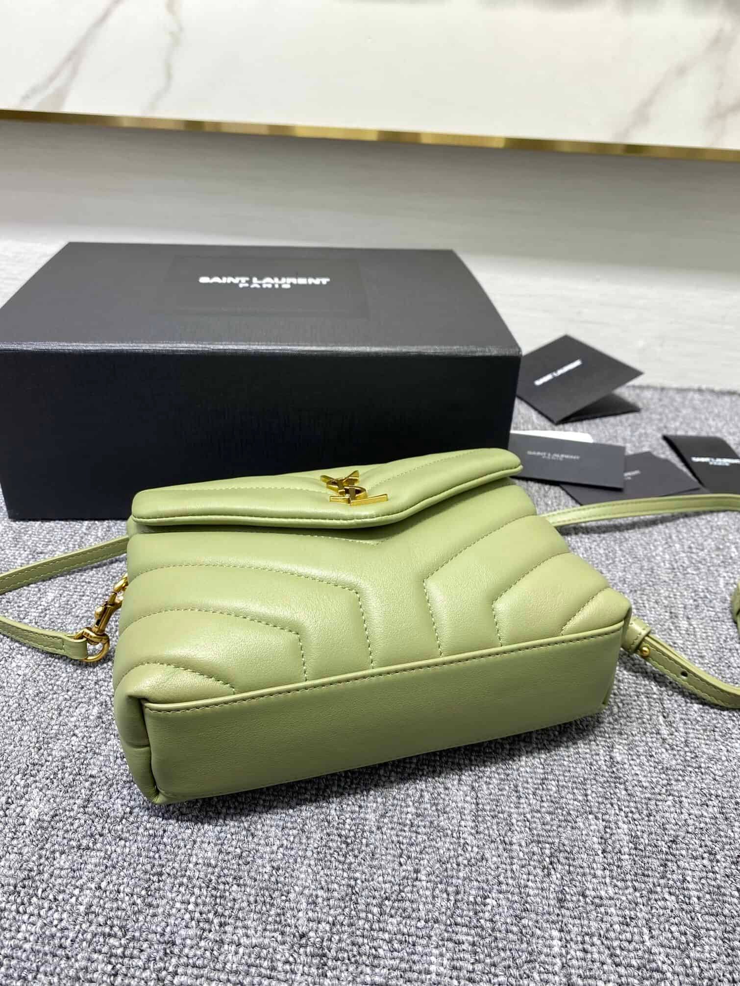 YSL LouLou Y-Shaped Satchel Small Handbag - Light Green 25503 | Sandra Bags - Image 4