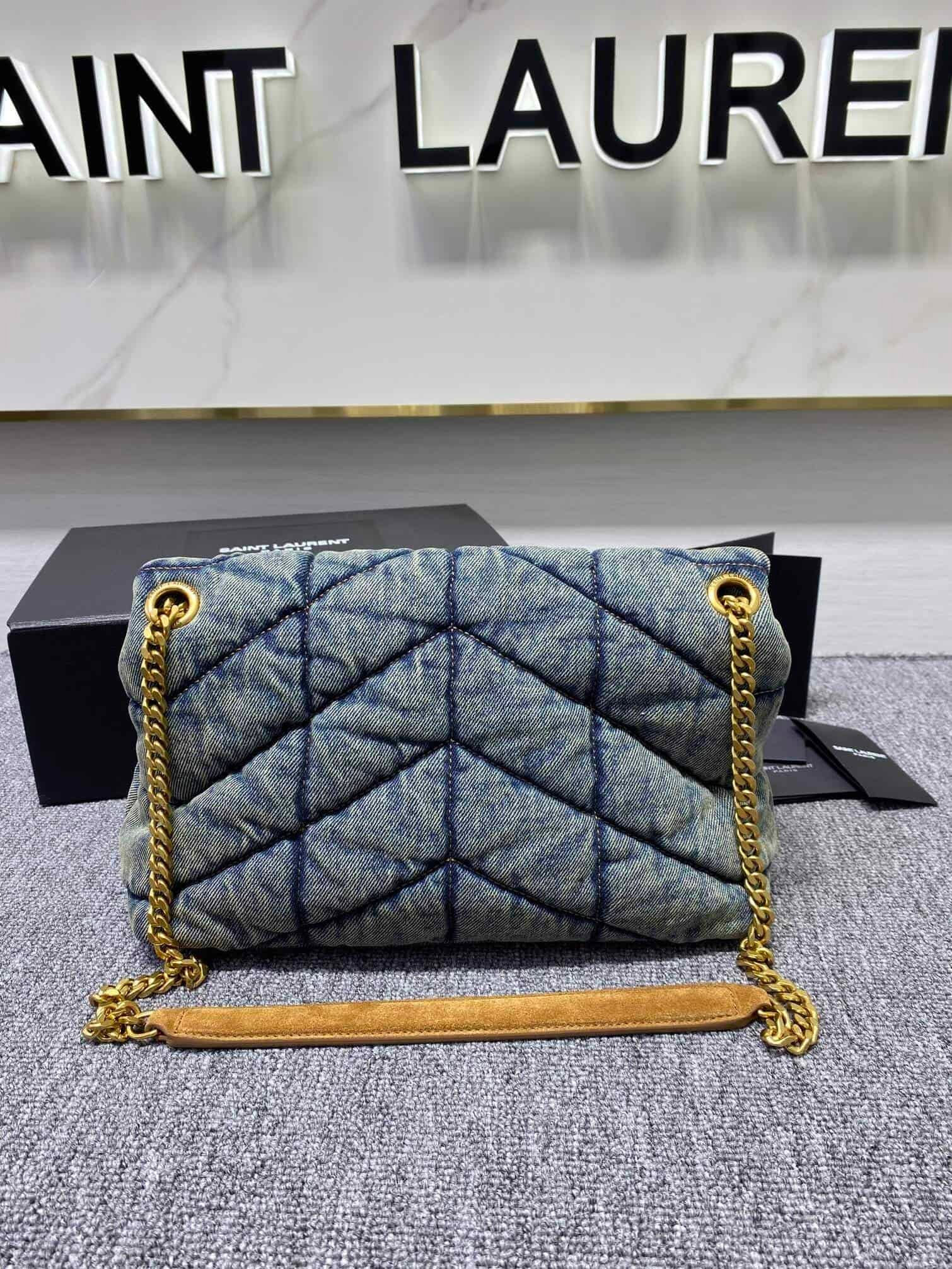 YSL Loulou Puffer Denim Handbag - Blue 58790 | Sandra Bags - Image 5