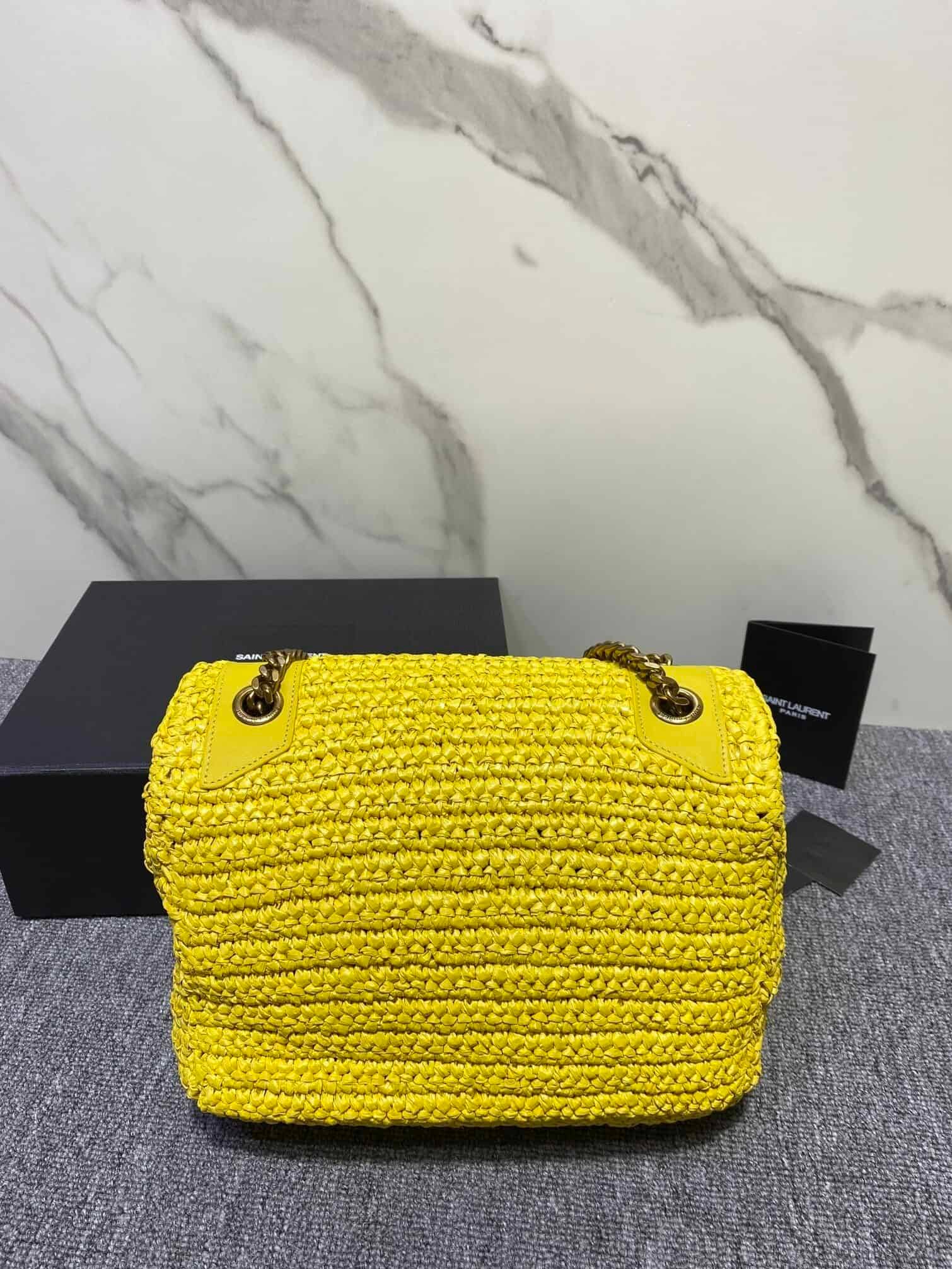 YSL NIKI Woven Bag - Yellow 94179 | Sandra Bags - Image 5