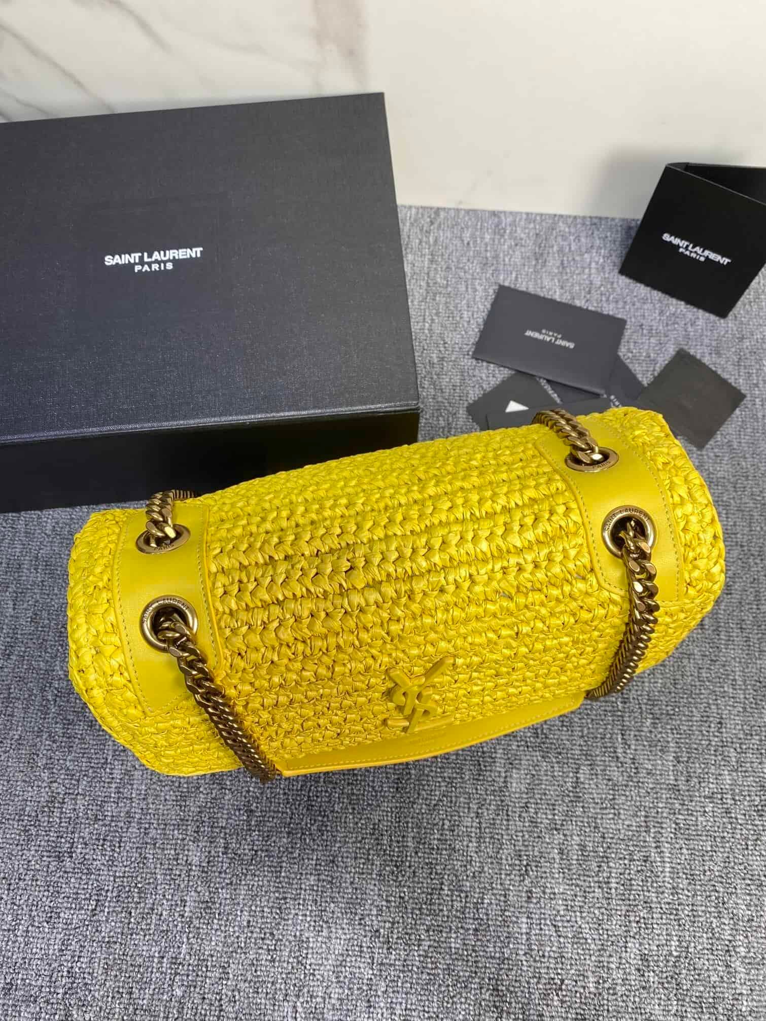 YSL NIKI Woven Bag - Yellow 94179 | Sandra Bags - Image 3
