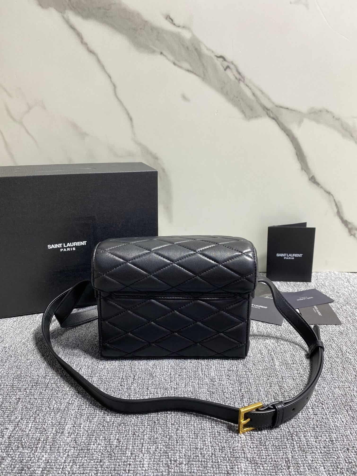 YSL June Box Bag - Black (Golden) 49764 | Sandra Bags - Image 5