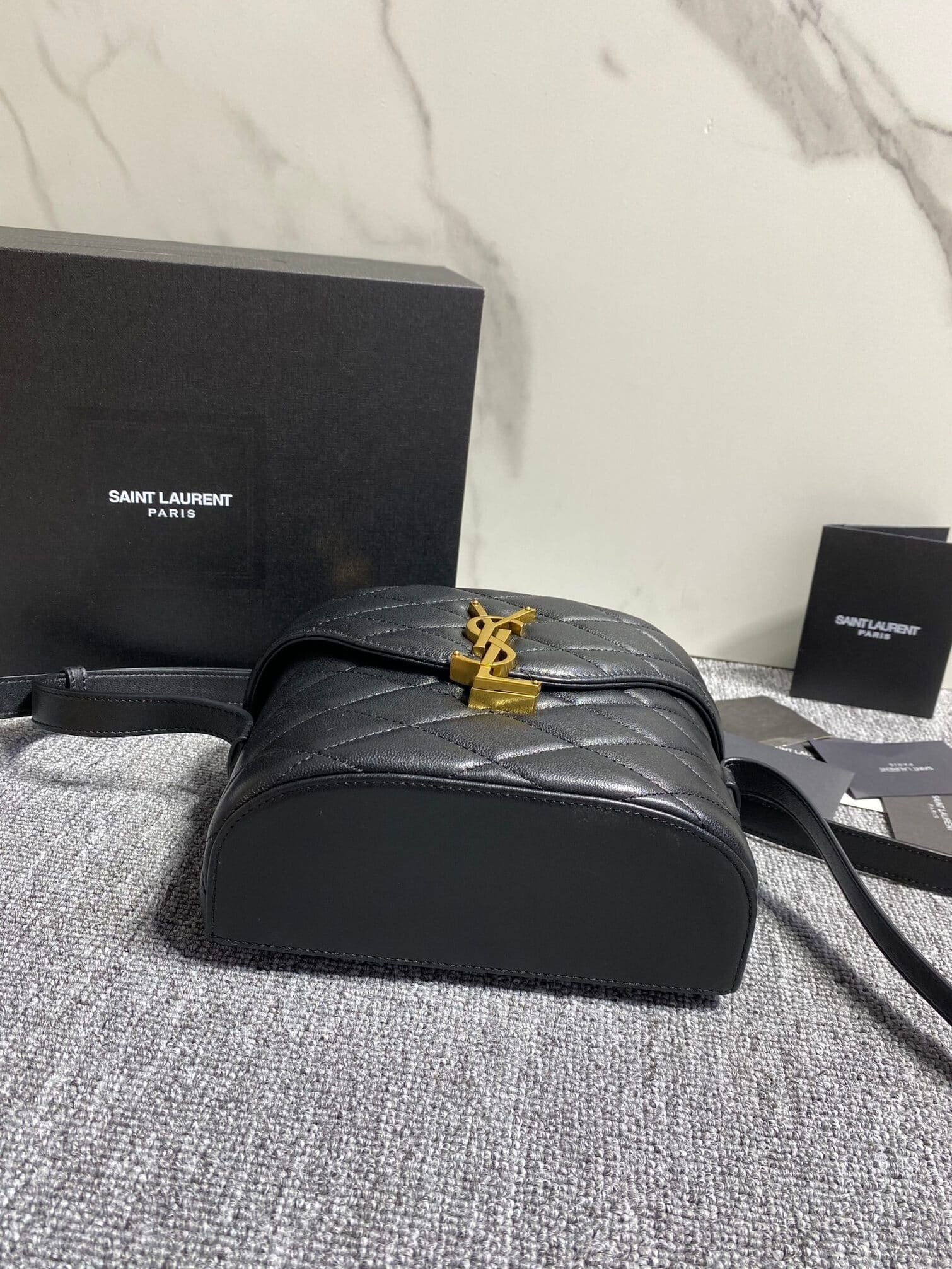 YSL June Box Bag - Black (Golden) 49764 | Sandra Bags - Image 3