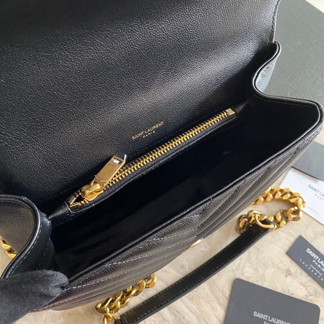 YLS Saint Laurent Medium Chain Messenger Bag - Black 52002 | Sandra Bags - Image 2