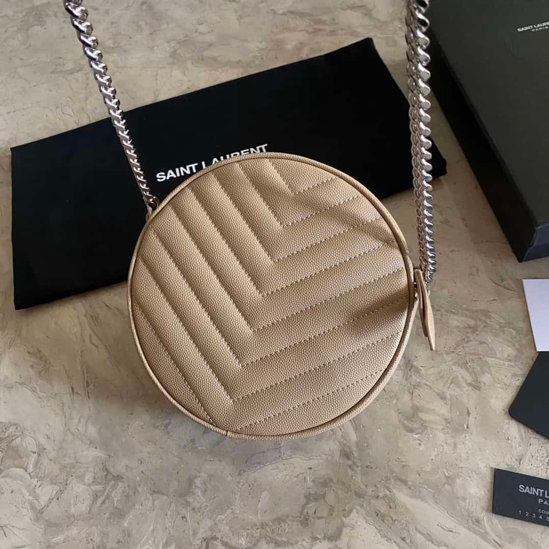 YSL Vinyle Cute Round Bag - Cream 57617 | Sandra Bags - Image 5