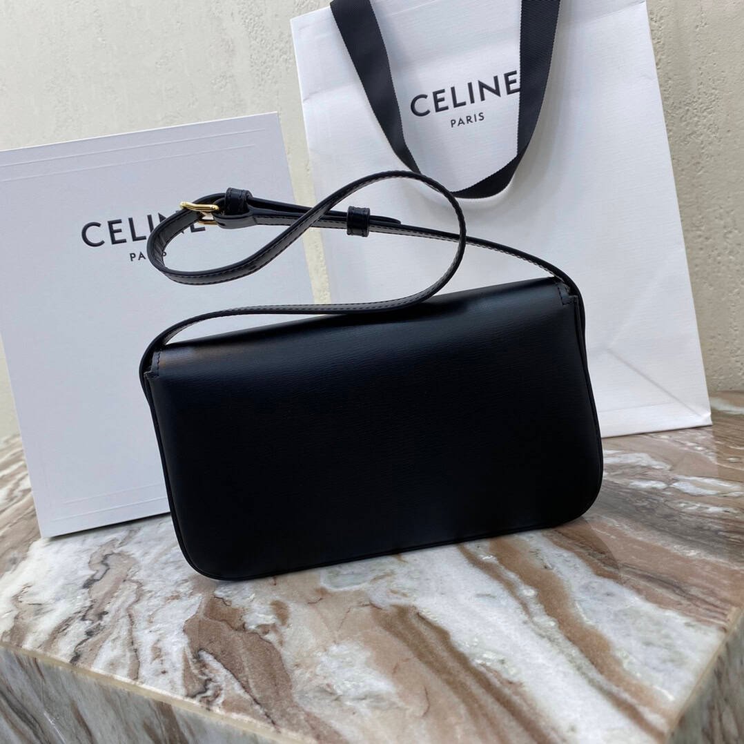 Celine Triomphe Shiny Cow Leather Shoulder Bag - Black 19897 | Sandra Bags - Image 3