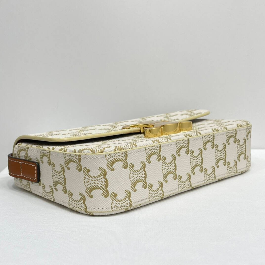 Celine Triomphe Shiny Cow Leather Shoulder Bag - White 28923 | Sandra Bags - Image 3