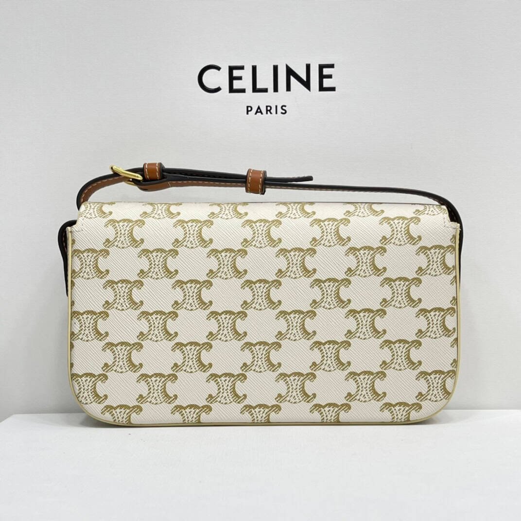 Celine Triomphe Shiny Cow Leather Shoulder Bag - White 28923 | Sandra Bags - Image 4