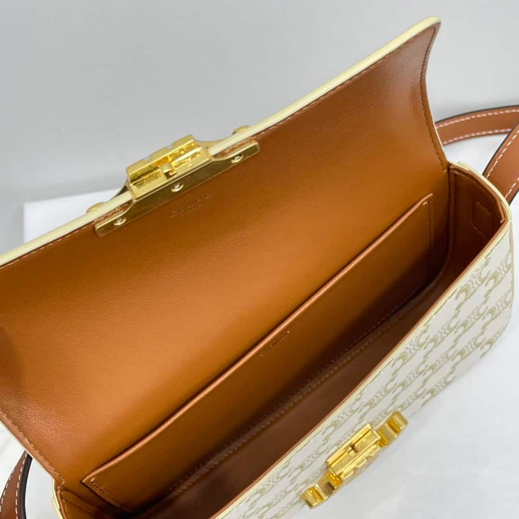 Celine Triomphe Shiny Cow Leather Shoulder Bag - White 28923 | Sandra Bags - Image 2