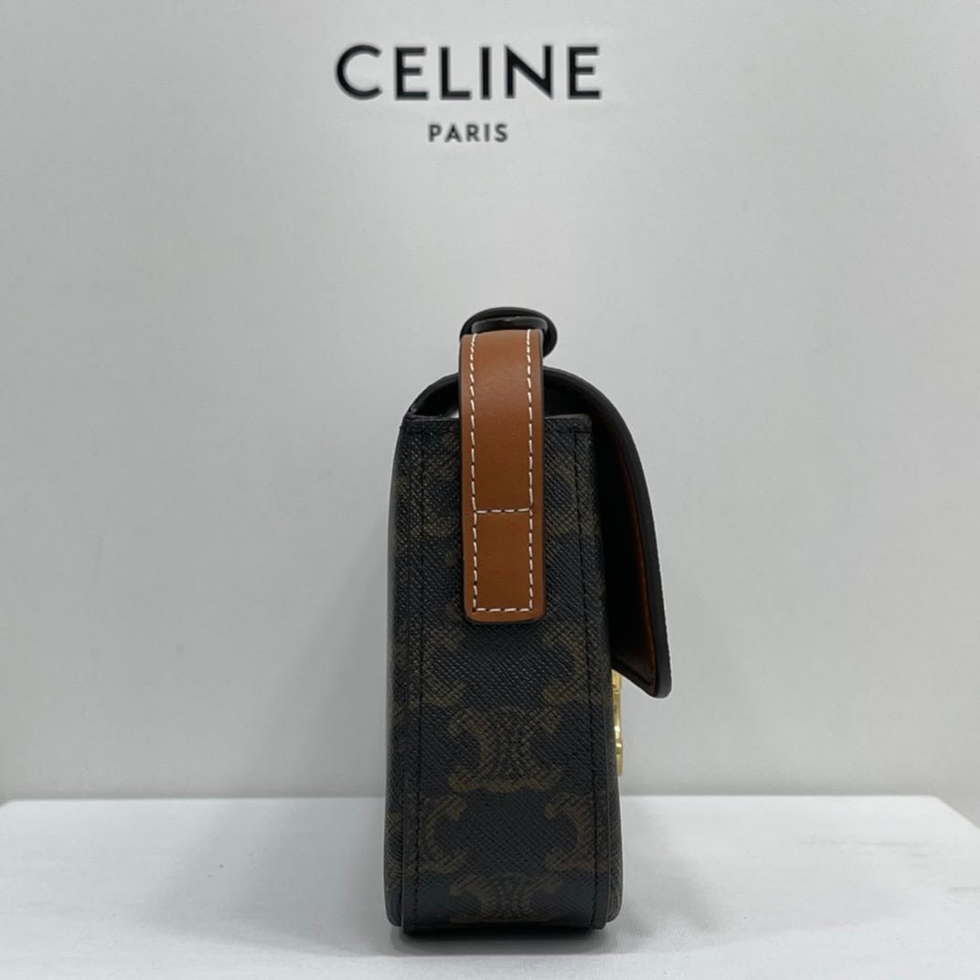 Celine Triomphe Shiny Cow Leather Shoulder Bag - Black 59333 | Sandra Bags - Image 5