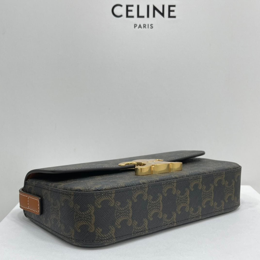 Celine Triomphe Shiny Cow Leather Shoulder Bag - Black 59333 | Sandra Bags - Image 3