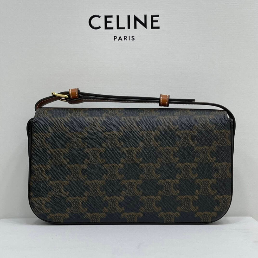 Celine Triomphe Shiny Cow Leather Shoulder Bag - Black 59333 | Sandra Bags - Image 4