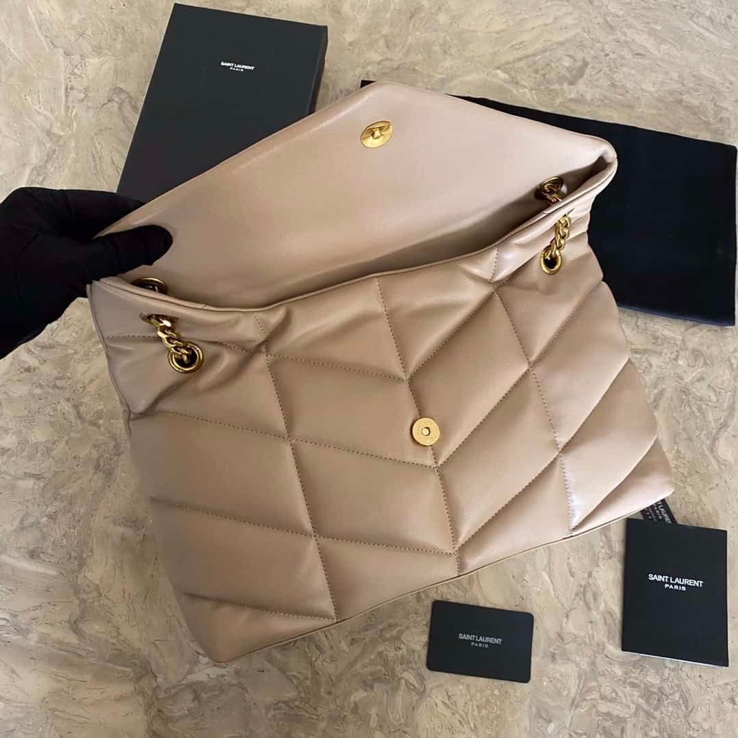 YSL Bi-Fold Back Shoulder Quilted Lambskin Large Bag – Nude Pink 74749 | Sandra Bags - Image 4