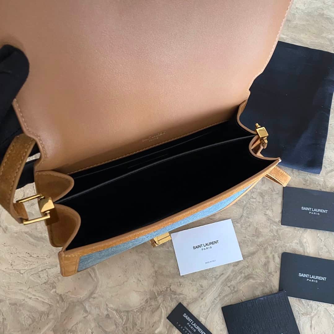 YSL SOLFElNO Suede and Denim Medium Size Handbag - Blue 93840 | Sandra Bags - Image 2