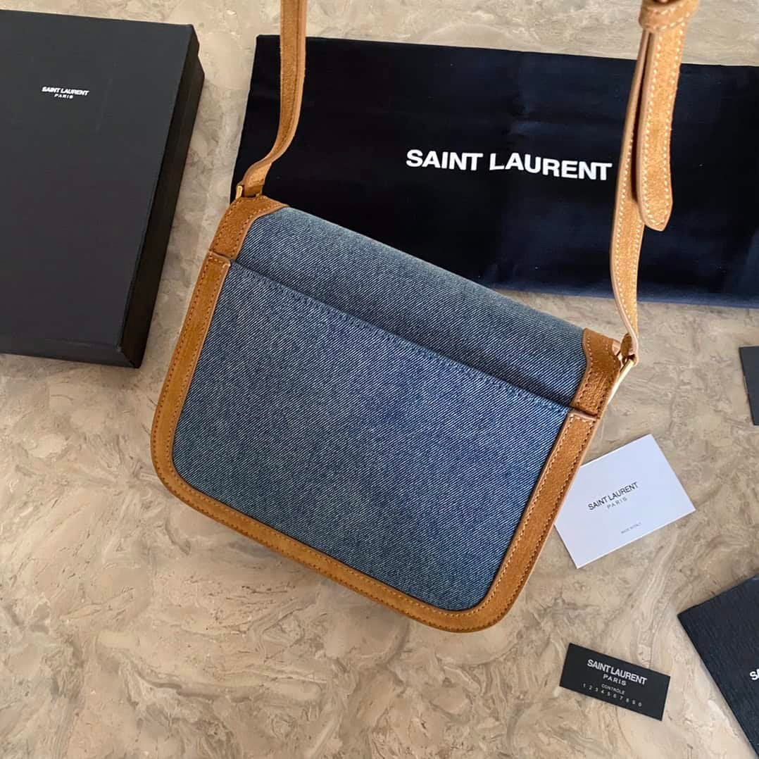 YSL SOLFElNO Suede and Denim Medium Size Handbag - Blue 93840 | Sandra Bags - Image 3
