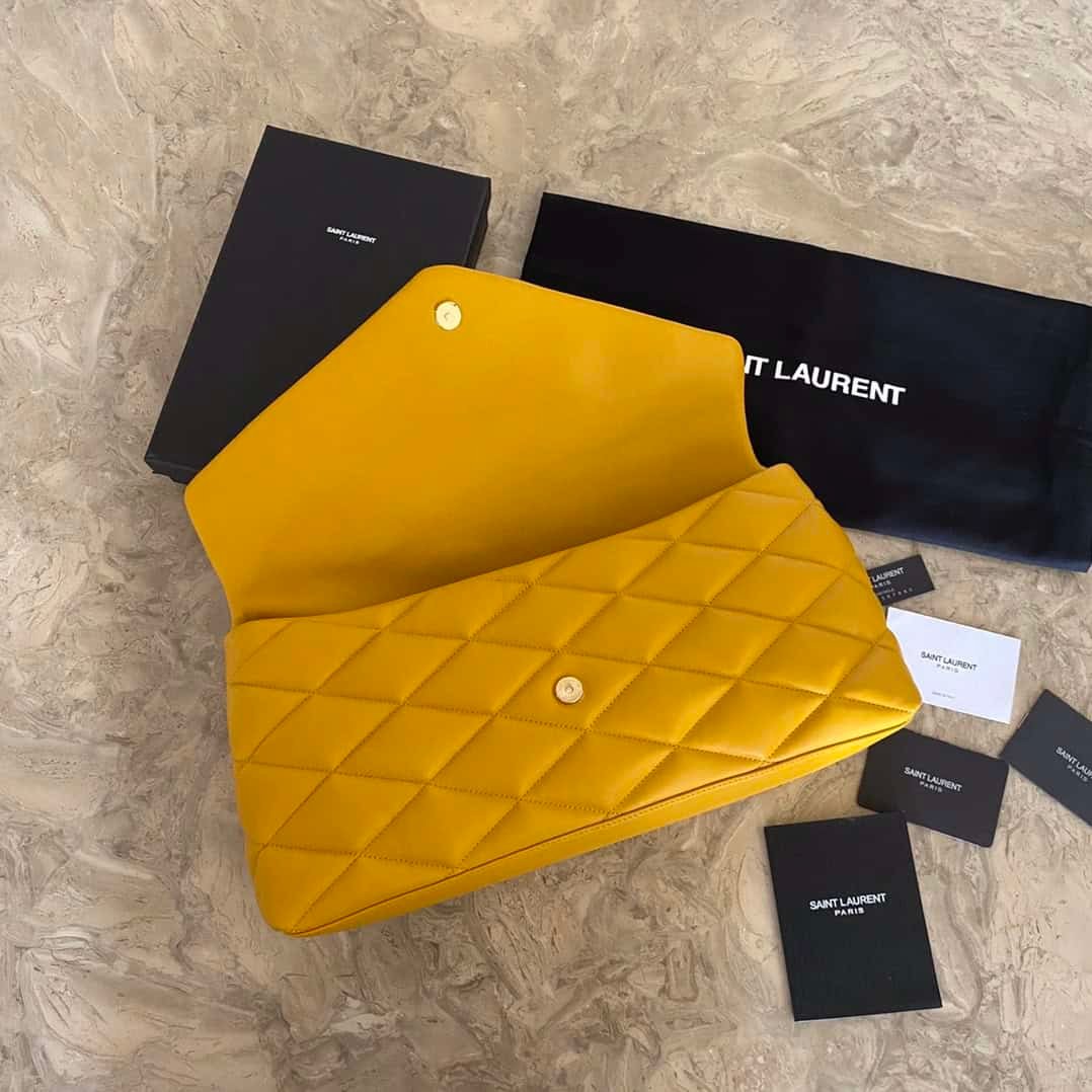 YSL Saint Laurent SADE Puffer Clutch Bag - Yellow 81518 | Sandra Bags - Image 2